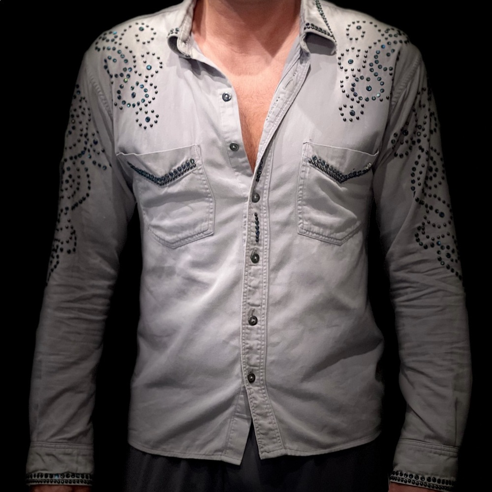 Vintage rhinestone shirt by Kippys Mens medium